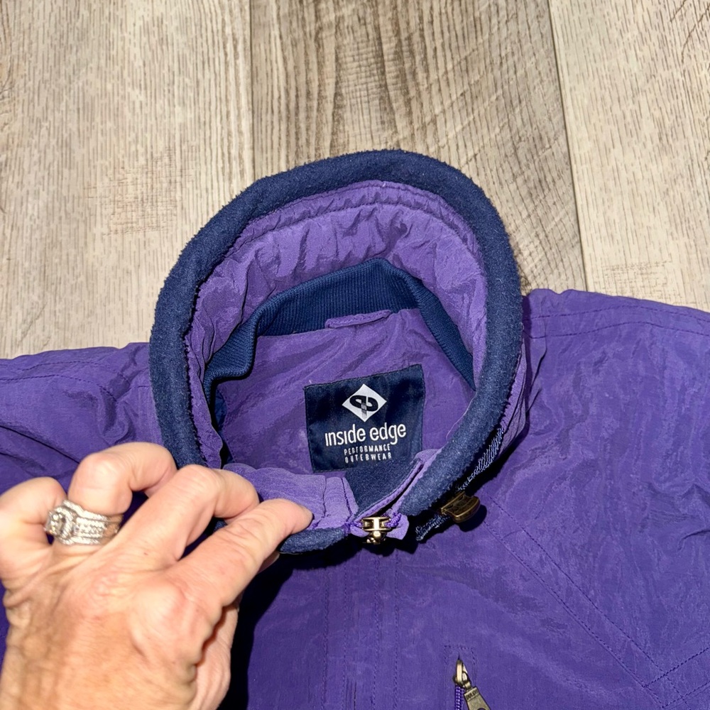 Vintage Ski Suit Bibs one piece coveralls Inside Edge 80s 90s retro purple S - Picture 4 of 13